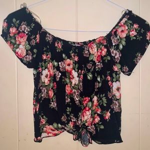 off-shoulder floral top
